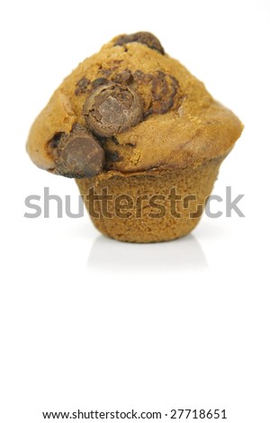 Choc chip mini muffins isolated against a white background