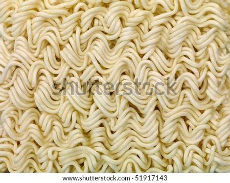 Dry instant noodles up close
