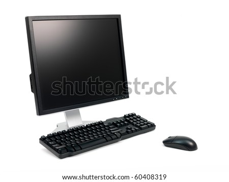 A desktop computer isolated against a white background
