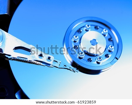 An internal computer hard drive isolated against a white background