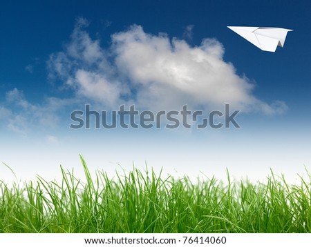 A paper plane in the sky