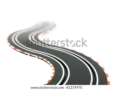 Auto Racing Track on Stock Photo   A Slot Car Racing Track Isolated On A White Background