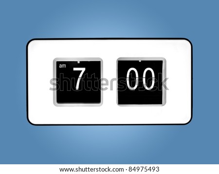 A flip clock isolated against a red background
