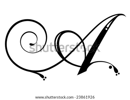 tattoo lettering alphabet script. stock vector : Letter A - Script
