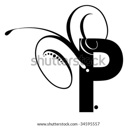 stock vector Letter P Modern Swirl