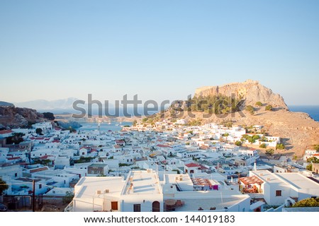 view of the town of Lindos, Rhodes Island, Greece