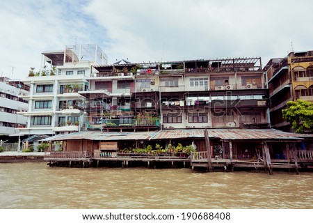 Poor life in Bangkok, Thailand, poor houses in Asia