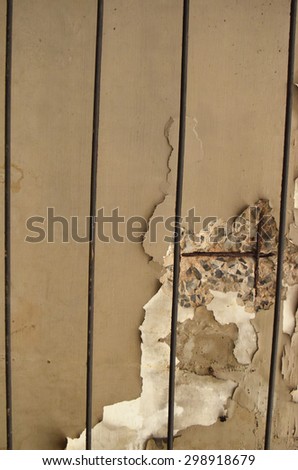 Old electrical cables and water pipe over grungy wall. cable and wall. background texture vintage