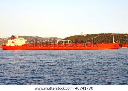 red ship in te bosphorus