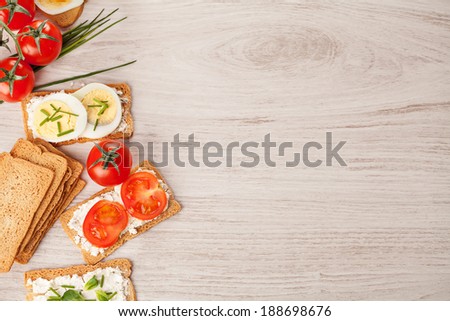 Tasty canapes food border background