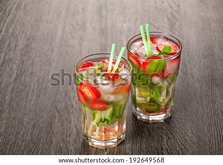 Strawberry mojito summer cocktail drink