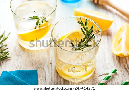 Rosemary lemonade summer cold cocktail drink