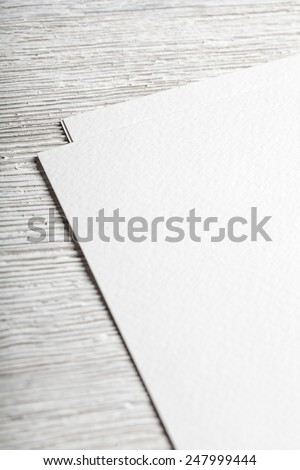 White blank textured paper page closeup mockup