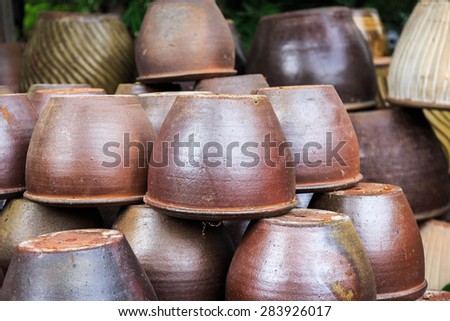 Baked clay jars for plant