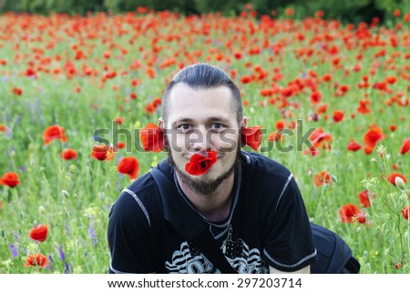a funny guy and fields of poppies