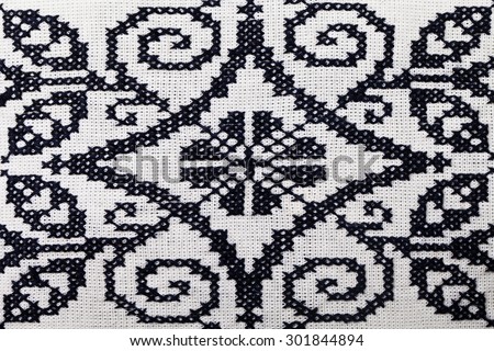 a Ukrainian embroidery pattern , black and white