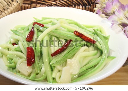 Chinese food,the main raw material is the pepper, lettuce, cabbage.