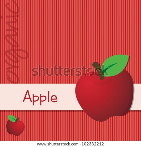 Bright organic red apple card in vector format.