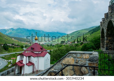 The monastery of stone, an old Church in the mountains. Alan Svyato-Uspensky monastery, which is located in Fiagdon. This is the highest Orthodox monastery in Russia.Hidixys.