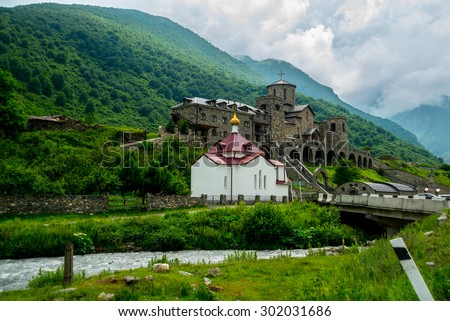 The monastery of stone, an old Church in the mountains. Alan Svyato-Uspensky monastery, which is located in Fiagdon. Mironositskaya Church in Alan assumption monastery.Hidixys.