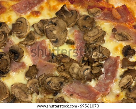 Ham and mushroom pizza