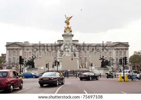 LONDON, UK - APRIL 20: Preparation work at Buckingham Palace and the Victoria Memorial for the royal wedding to be held on Friday 29th April, April 20, 2011 in London, United Kingdom
