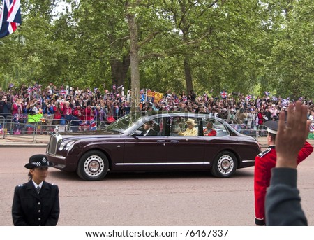  Queen Elizabeth And The Duke Of Edinburgh In Their RollsRoyce At Prince 