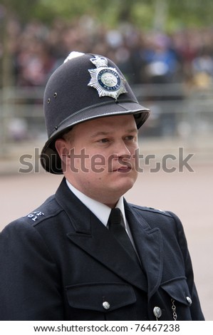 LONDON, UK - APRIL 29: A policeman at Prince William and Kate Middleton wedding, April 29, 2011 in London, United Kingdom