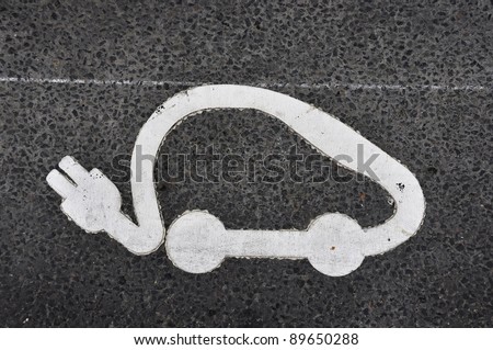 PARIS - NOVEMBER 25: An Autolib\' symbol painted on the tarmac on November 25, 2011 in Paris, France. Autolib\' is a car-sharing scheme which will be launched in December.