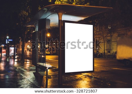 Mock up of light box on the bus stop