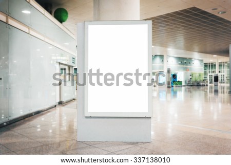 Mock up of blank light box in airport