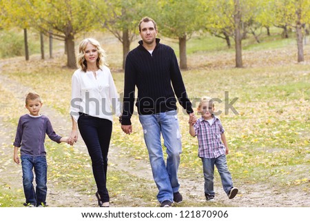 Cute Family on a walk together