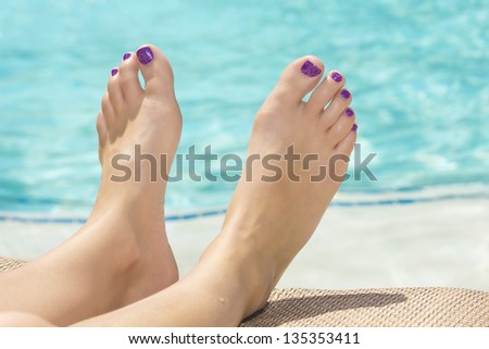 Beautiful Sexy Feet and Toes by the Swimming Pool