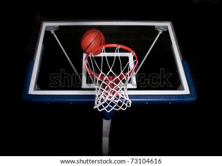 Basketball basket on black background