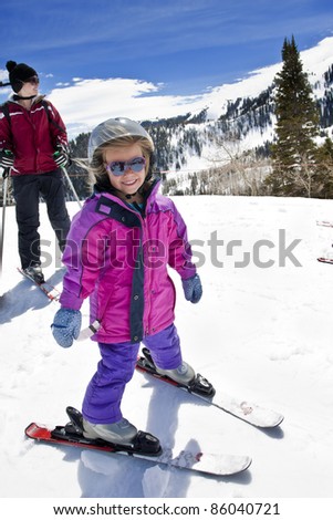 Happy Young Skier Learning to Ski