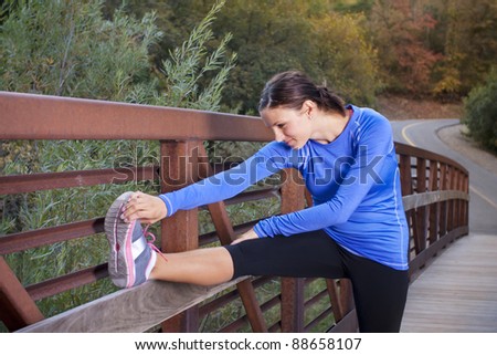 Stretching before a morning Jog