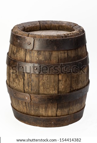old wood barrel on isolated background