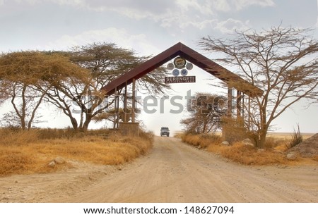 Entrance Gate By The Border Of The Famous Serengeti National Park Thats Covering A Big Part Of Kenya And Tanzania And Contains Many Wild Animals And The Big Five
