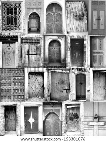 black and white poster from old moroccan doorways