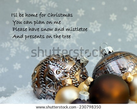 Christmas background with a quote  from the famous Christmas song; I\'ll be home for Christmas