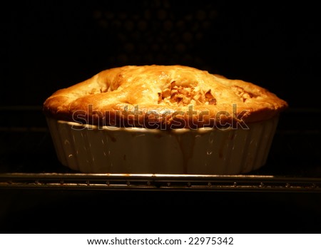 baking apple pie in the oven