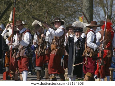 BRIELLE, NETHERLANDS- APRIL 1: Actors reenact the Capture of Brielle in 1572 April 1, 2009 in Brielle, Netherlands. Port city Brielle was captured by sea rebels the ‘Sea Beggars’ on this day in 1572.