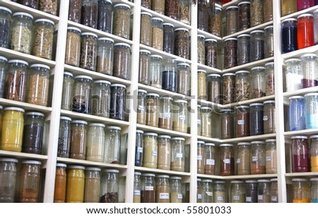 storage with bottles of spices