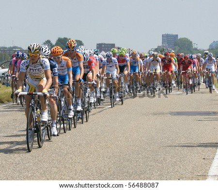 ROTTERDAM-JULY 4: Cyclists from various teams cycle during Stage 1 of the Tour de France from Rotterdam to Brussel on July 4 2010 in Rotterdam, Netherlands