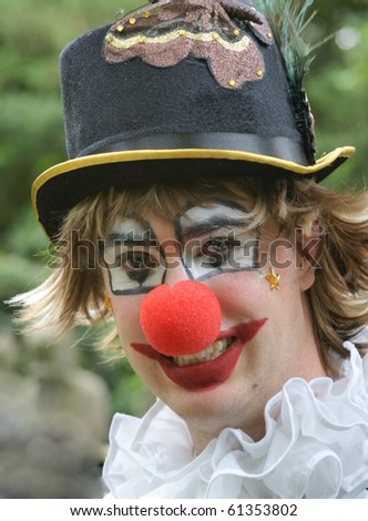 ARCEN - SEPTEMBER 18:  costumed clown at the Elf Fantasy Fair on september 18 , 2010 in Arcen, Netherland