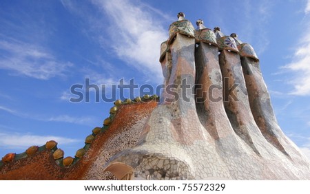 Gaudi Architecture on Barcelona February 18 The Famous Architect Gaudi Treated Rooftop