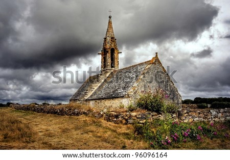 HDR image of a old chapel on the countryside in France