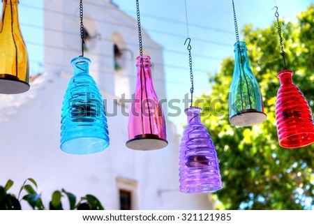 colorful waterbottles used as a lamp looks great
