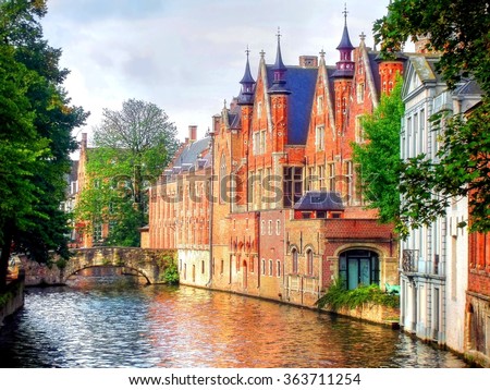 beautiful medieval landmark in the city of Bruges, Belgium
