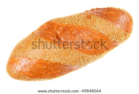 Long loaf with sesame isolated on white